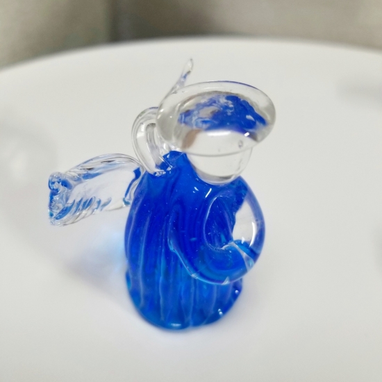 7月20日まで出品 青いガラス天使像 天使-006of🫧金魚の硝子屋🫧
