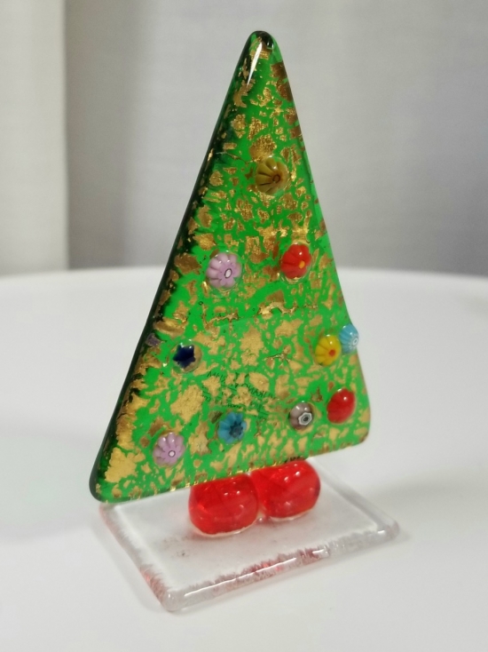 ムラーノガラス クリスマスツリー 金彩 ベネチアンガラス 吹きガラス ムラーノガラス（ベネチアングラス）〈オブジェ／置物